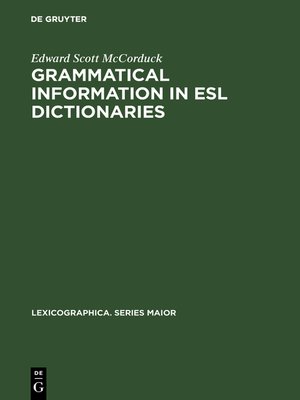 cover image of Grammatical Information in ESL Dictionaries